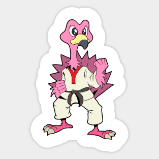 Comic Flamingo does Karate Sticker